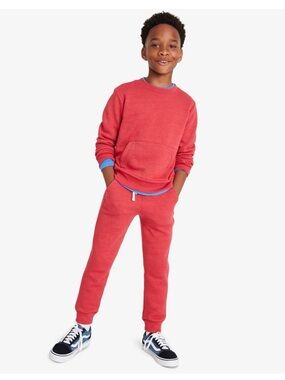 Primary Kids Cozy Fleece Jogger Pants, Red, Size 12